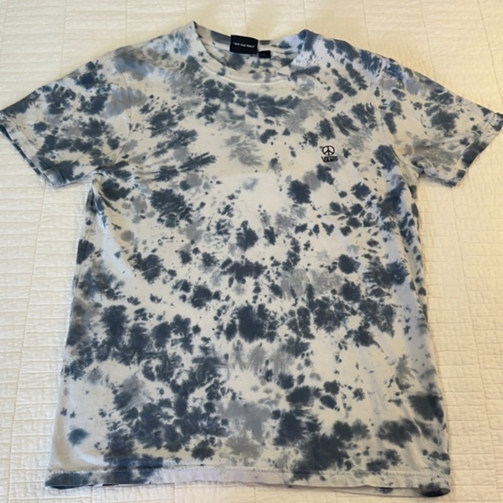 Vans Blue Small Tie-Dye Short Sleeve Tee Peace Sign 100% cotton